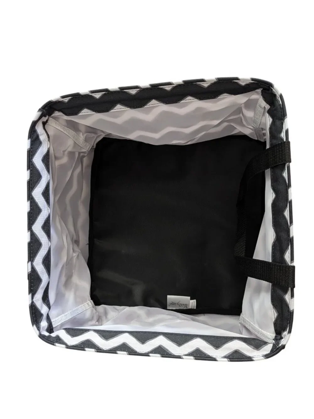 Thirty-One Square Utility Tote Black Chevron Durable Storage Bag